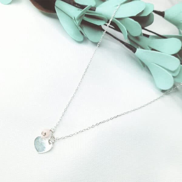 Cadena de Plata Dije Corazón con Mini Piedra