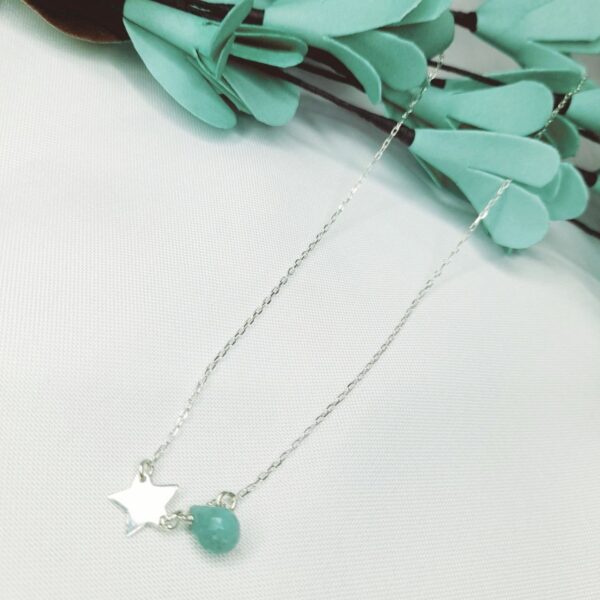 Cadena de Plata con Estrella y Piedra Amazonita