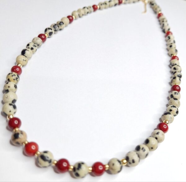 Collar Jaspe Dálmata & Coral - Imagen 3