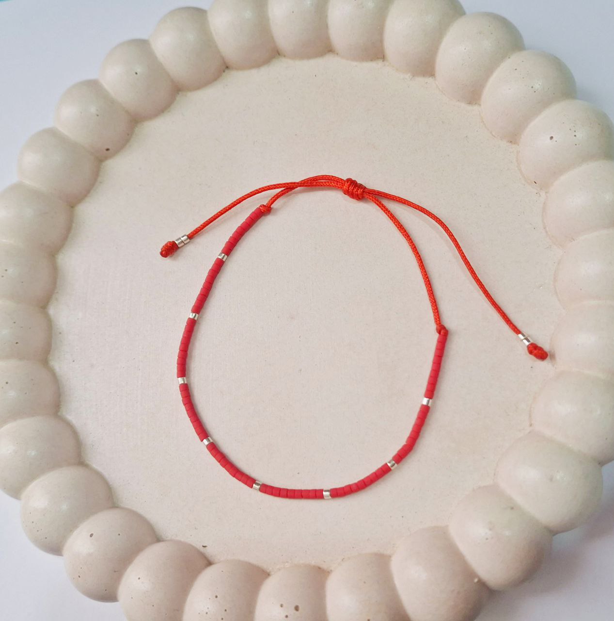 Pulsera Hilo Rojo con mostacillas - Imagen 2